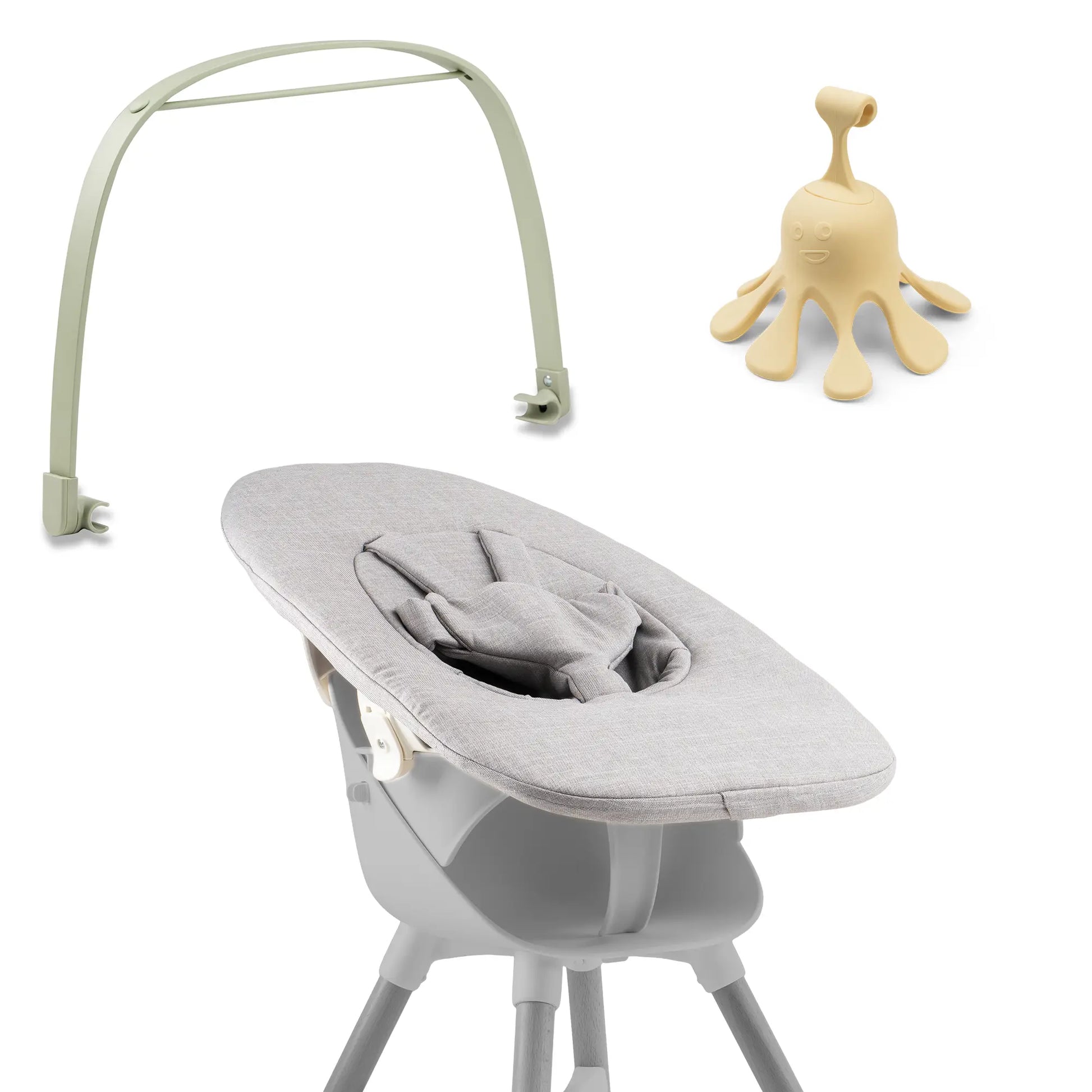 Ziza Newborn grey Spielbuegel olive Spielzeug Octo lemon